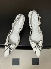 DIOR 26S SLINGBACK HIGH HEELS 100 MM IN WHITE CALFSKIN
