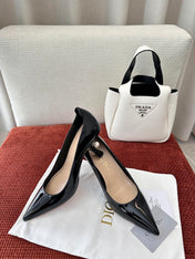 DIOR TRIBALES HIGH HEELS 80 MM 25S IN BLACK GLOSSY LEATHER
