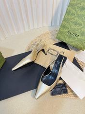 GG Women's G plain leather logo Slingbacks Golden