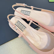 GG Double G patent leather slingback ballet flats Glossy Rose Pink