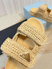 Pra Raffia Cork Slide 40 Beige