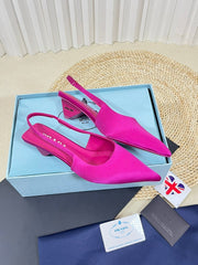PRA POINTED TOE SLINGBACK PUMPS BRIGHT PINK SATIN
