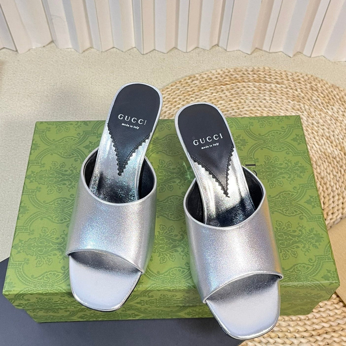 GG  Women's Heeled Sandals Silver