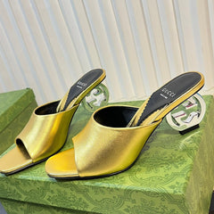 GG  Women's Heeled Sandals Golden