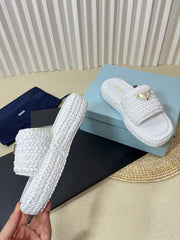 Crochet Flatform Slides 40 White