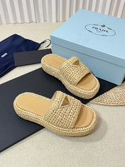 Crochet Flatform Slides 40 Beige