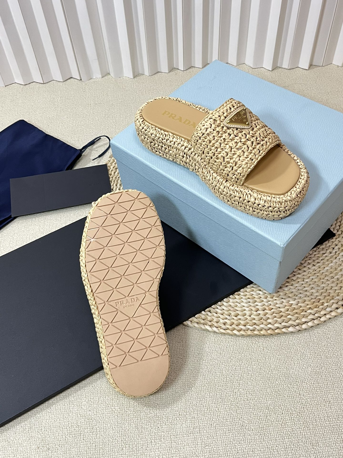 Crochet Flatform Slides 40 Beige