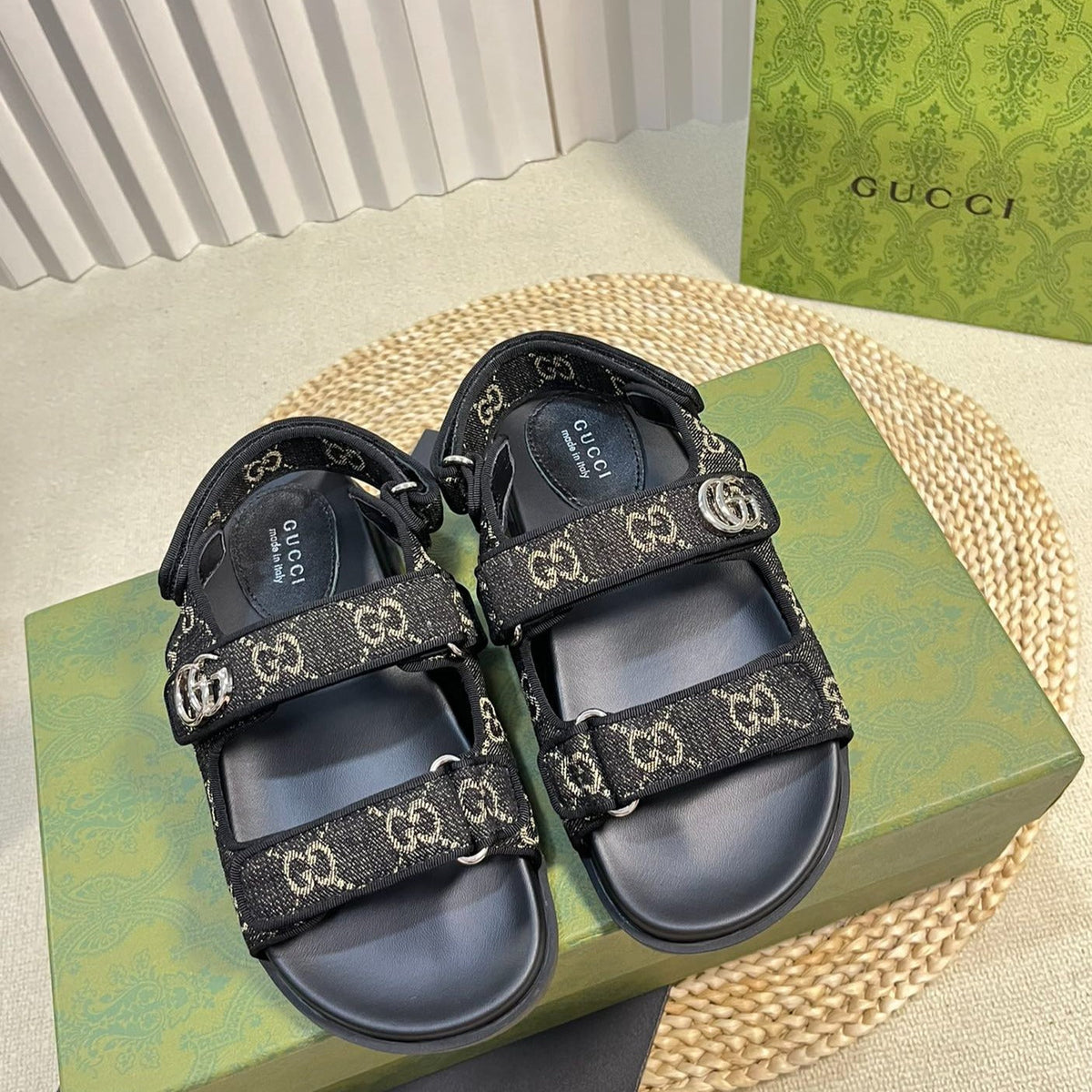 GG  Sandal With Double G Black Caro