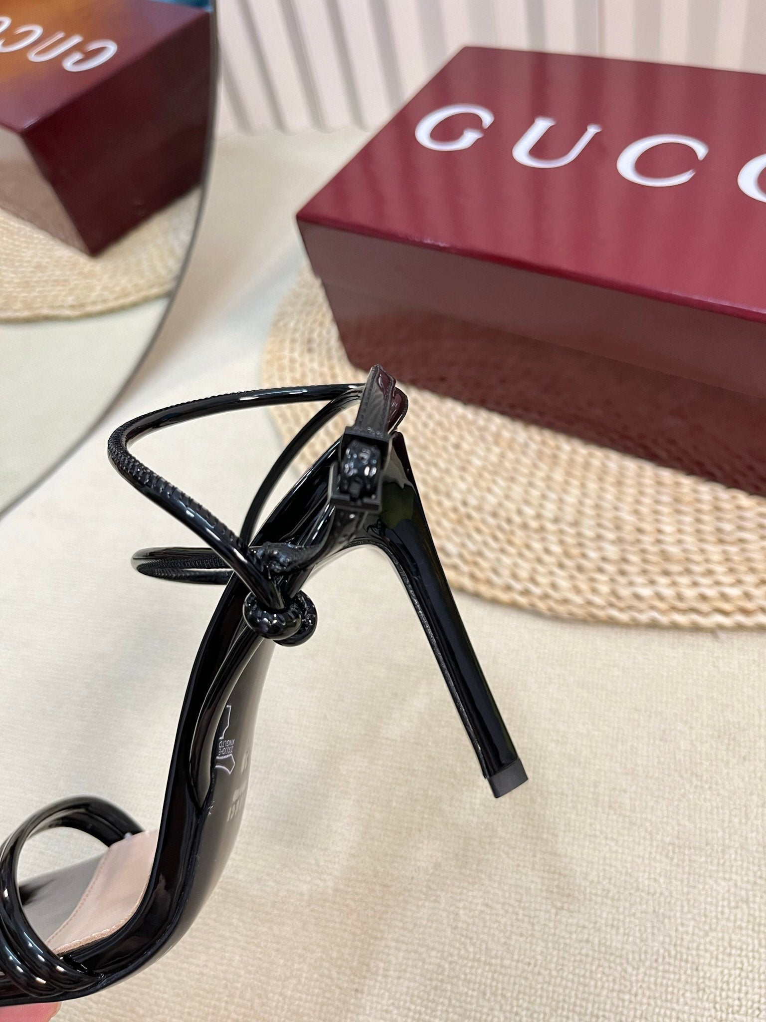 HIGH SANDAL 10 CM IN BLACK GLOSSY CALFSKIN