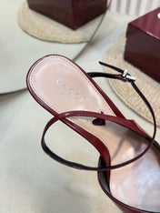 HIGH SLINGBACK PUMP 10 CM IN CHERRY RED GLOSSY CALFSKIN