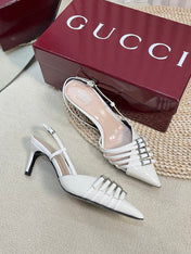 SLINGBACK PUMP 6 CM IN WHITE GLOSSY CALFSKIN