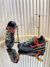 LOEWE 26S RUNNER 2.0 SNEAKERS IN GREY SUEDE AND NAVY BLUE FABRIC
