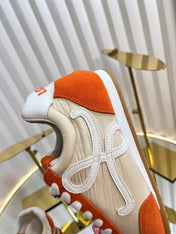 LOEWE 26S RUNNER 2.0 SNEAKERS IN ORANGE SUEDE AND BEIGE FABRIC