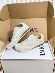 LOEWE 26S RUNNER 2.0 SNEAKERS IN OFF-WHITE CALFSKIN AND SUEDE