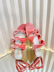 THREE STRAPS MULE IN BRIGHT PINK VELVET