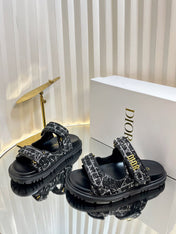 DIORACT SLIDES 25MM IN BLACK TWEED