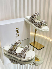 DIORACT SLIDES 25MM IN BROWN TWEED