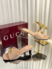GUCCI 26S HIGH-HEELED SANDALS 45 MM IN NUDE PINK CALFSKIN