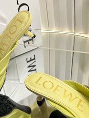 LOEWE 26S HEELED SANDALS 45 MM IN LIGHT YELLOW CALFSKIN