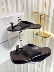 LOEWE 26S THONG SANDALS IN DARK BROWN CALFSKIN