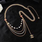 CHANEL 25S GOLD CHAIN BELT WITH PEARL 611794