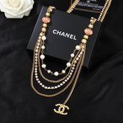 CHANEL 25S GOLD CHAIN BELT WITH PEARL 611794