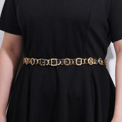 CHANEL 25S CHAIN BELT IN GOLD METALLIC AND BLACK CALFSKIN 614282