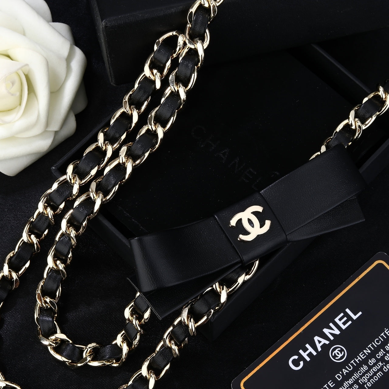 CHANEL 25S CHAIN BELT IN BLACK CALFSKIN 610547