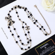 CHANEL 25S CHAIN BELT IN BLACK AND WHITE PEARL 614285