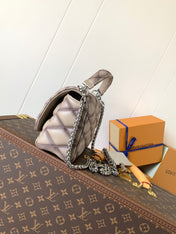 LV 25S GO-14 MM 23 IN BROWN QUILTED LAMBSKIN SILVER HARDWARE