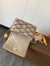 LV 25S GO-14 MM 23 IN BROWN QUILTED LAMBSKIN SILVER HARDWARE