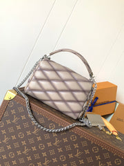 LV 25S GO-14 MM 23 IN BROWN QUILTED LAMBSKIN SILVER HARDWARE
