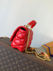 LV 25S GO-14 MM 23 IN CRIMSON RED QUILTED LAMBSKIN GOLD HARDWARE