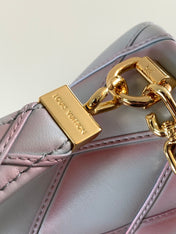 LV 25S GO-14 MM 23 IN LAVENDER GRAY QUILTED LAMBSKIN GOLD HARDWRE