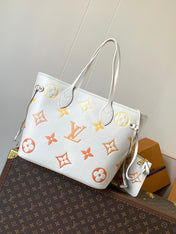 NEVERFULL MM TOTE BAG 32 IN WHITE MIX ORANGE CALFSKIN