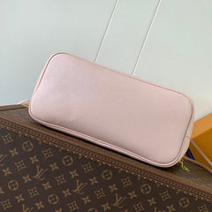 NEVERFULL MM BAG 32 IN PINK AND BEIGE EMBOSSED COWHIDE