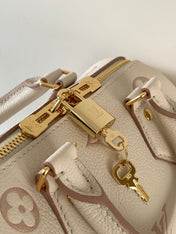 SPEEDY BANDOULIÈRE 21 IN WHITE AND PINK MONOGRAM CANVAS