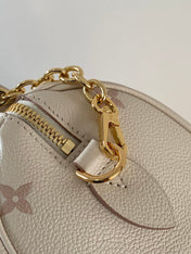 SPEEDY BANDOULIÈRE 21 IN WHITE AND PINK MONOGRAM CANVAS