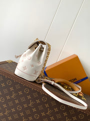 NANO NOÉ 19 IN WHITE MIX PINK MONOGRAM EMPREINTE CALFSKIN