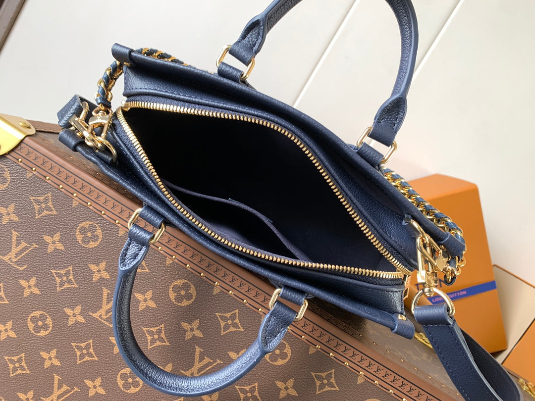 LV 25S ONTHEGO EAST WEST BAG 25 IN NAVY BLUE CALFSKIN MONOGRAM EMPREINTE