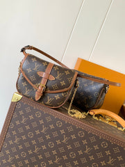 LV 25S DUO BB BAG 19 IN BROWN MONOGRAM COATED CANVAS AND CALFSKIN