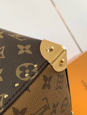 LV 25S SPEEDY TRUNK BAG 27 IN BROWN MONOGRAM COATED CANVAS AND BLACK CALFSKIN