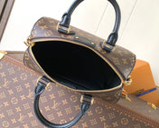 LV 25S SPEEDY TRUNK BAG 27 IN BROWN MONOGRAM COATED CANVAS AND BLACK CALFSKIN