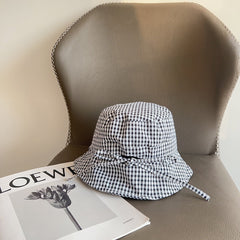 BUCKET HAT MODEL 652077 IN BLACK & WHITE GINGHAM FABRIC