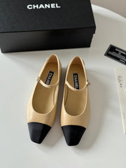 MARY JANE BEIGE CREAM MIX BLACK CALFSKIN