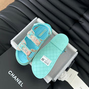 Dad Sandals Sheepskin  Azure Blue