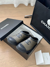 SHORT BOOTS IN MOCHA BROWN MIX BLACK RUBBER