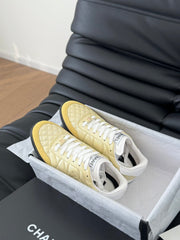CC SNEAKER IN LIGHT YELLOW MIX WHITE EMBROIDERED LAMBSKIN