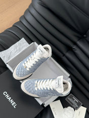 CC SNEAKER IN LIGHT BLUE MIX WHITE EMBROIDERED LAMBSKIN