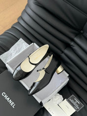 CC MARY JANE SHOES IN BLACK LAMBSKIN WITH GOLD HARDWARE